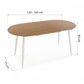 Tavolo da Pranzo Versa DOINYO  Bianco Metallo Legno MDF 80 x 75 x 160 cm