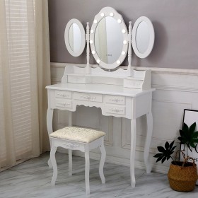 Toeletta Versa Bianco Legno Cristallo Legno MDF 40 X 144 X 90 CM