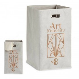Cestino Multiuso Berilo Art Nouveau Bianco Dorato Cartone 60 L 35 x 57 x 35 cm Pieghevole