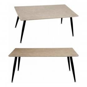 Tavolino da Caffè Bianco Nero Pietra Metallo Melammina Legno MDF