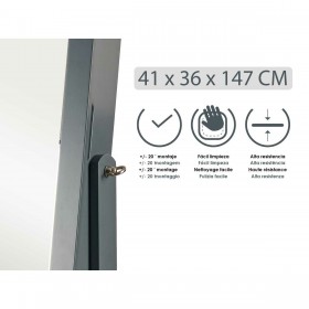 Specchio Portagioie Verticale Cristallo Grigio Stoffa Legno MDF (36 x 140 x 36,5 cm)