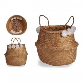 Cesto Gift Decor SG0100117301ME Bianco Marrone Naturale Juncus 8 L Pompon