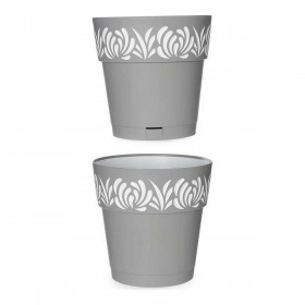 Vaso Autoirrigante Stefanplast Gaia Grigio Bianco Plastica 25 x 25 x 25	 cm
