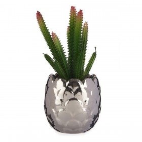 Pianta Decorativa Ibergarden HY2-44 Ceramica Plastica Cactus 10 x 20 x 10 cm Argentato