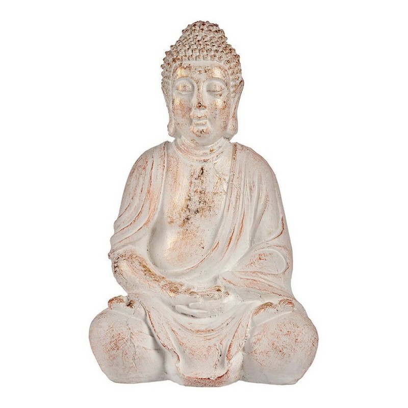 Statua Decorativa da Giardino Ibergarden CC20448 Bianco Dorato Poliresina 24,5 x 50 x 31,8 cm Buddha
