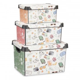 Set di Scatole per Sistemare Impilabili Kipit Memories Plastica 29 x 23,5 x 39 cm