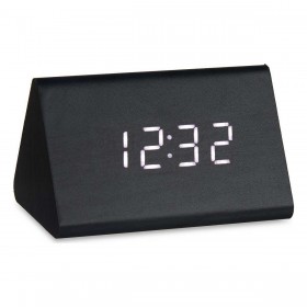 Orologio Digitale da Tavolo Nero PVC Legno MDF (11,7 x 7,5 x 8 cm)