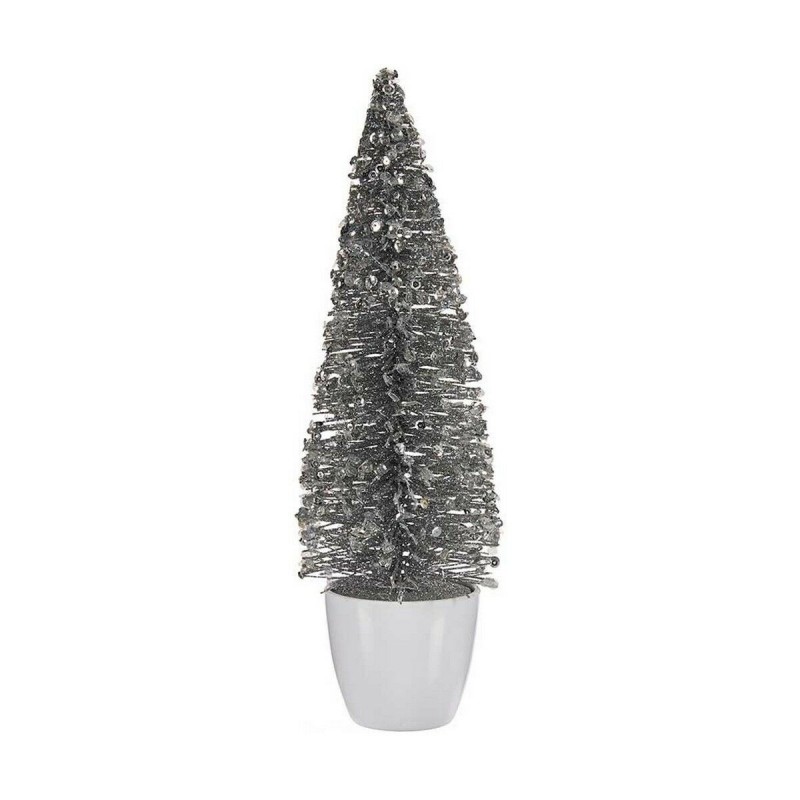 Albero di Natale Medio 10 x 33 x 10 cm Argentato Bianco Plastica