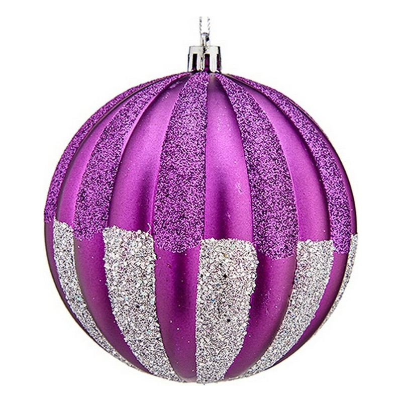 Palle di Natale Krist+ 00858 Viola Argentato PVC Ø 10 cm 6 Unità