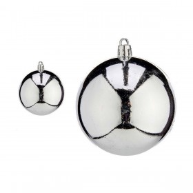 Palle di Natale Ø 8 cm 16 Unità Argentato Plastica