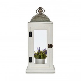 Lanterna Argentato Metallo Legno Bianco (18 x 43 x 18 cm) (6 Unità)