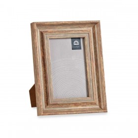 Cornice Portafoto Cristallo Legno Marrone Bronce Plastica (16,5 x 2 x 21 cm) (6 Unità)