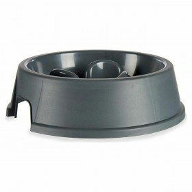 Ciotola ad Alimentazione Lenta per Animali Domestici Antracite Plastica (27 x 7,5 x 27 cm) (12 Unità)
