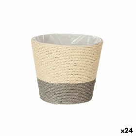 Vaso Ibergarden 86439 Grigio Naturale Corda Plastica 15 x 15 x 14 cm (24 Unità)