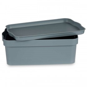 Scatola portaoggetti con coperchio Kipit TP593-2 Grigio Plastica 6 L 21,5 x 11 x 32 cm (12 Unità)