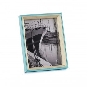 Cornice Portafoto Cristallo Azzurro Bianco Legno MDF (3 x 22 x 17 cm) (6 Unità)