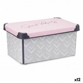 Scatola portaoggetti con coperchio Kipit Vibes Grigio Rosa Plastica 10 L 22,7 x 16,5 x 34,5 cm (12 Unità)