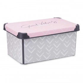 Scatola portaoggetti con coperchio Kipit Vibes Grigio Rosa Plastica 10 L 22,7 x 16,5 x 34,5 cm (12 Unità)
