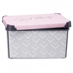 Scatola portaoggetti con coperchio Kipit Vibes Grigio Rosa Plastica 10 L 22,7 x 16,5 x 34,5 cm (12 Unità)