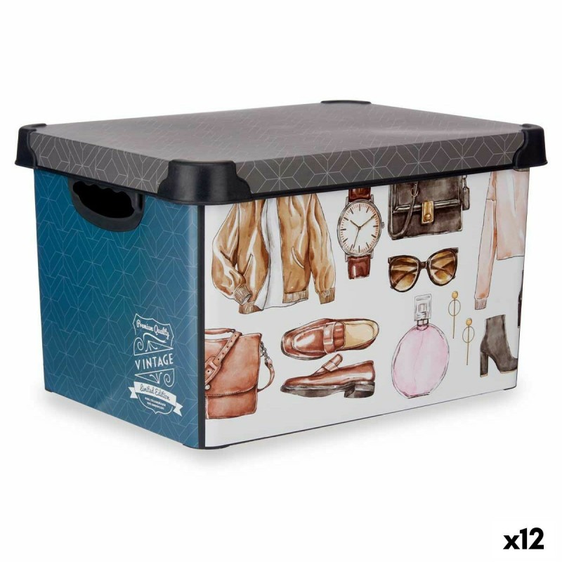 Scatola portaoggetti Kipit Vintage Plastica Vintage 22 L 30 x 23,5 x 40 cm Con manici (12 Unità)