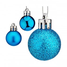 Set di palline di Natale Krist+ K1912474-2 Azzurro Plastica Ø 3 cm (12 Unità)