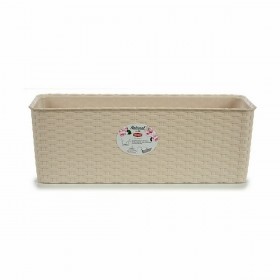 Vaso rettangolare da Balcone Stefanplast Beige Plastica 17,5 x 16 x 48,5 cm (12 Unità)
