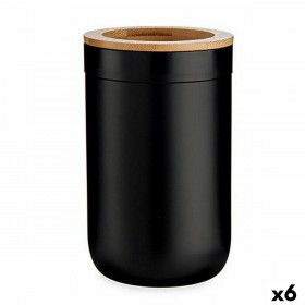 Portaspazzolini da Denti Berilo BP16-103BK Marrone Nero Naturale Bambù polipropilene 7,7 x 11,5 x 7,7 cm (6 Unità)