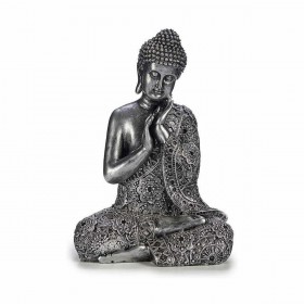 Statua Decorativa Buddha Seduto Argentato 22 x 33 x 18 cm (4 Unità)