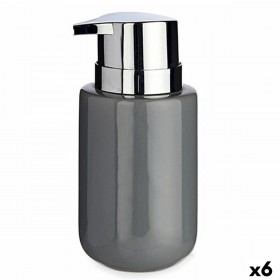 Dispenser di Sapone Berilo J1017-A-GRIS Grigio Argentato Metallo Ceramica 350 ml 7 x 14,5 x 8,5 cm (6 Unità)