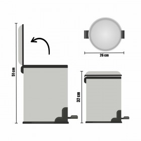 Cestino a pedale Berilo B0010-7L Argentato Acciaio inossidabile Plastica 7 L (4 Unità)