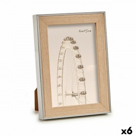Cornice Portafoto WPC1920MS-1 Marrone Argentato Naturale Vetro polipropilene (6 Unità)