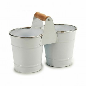 Vaso Ibergarden D60088-D Bianco Argentato Legno Zinco Doppia 20 x 15 x 10,2 cm (24 Unità)