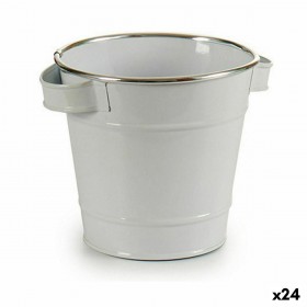 Vaso Ibergarden A60354-D Bianco Argentato Zinco Secchio 19,5 x 14,5 x 16,5 cm (24 Unità)