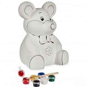 Salvadanaio da Dipingere Pincello BS1802 Ceramica Mouse 14,7 x 20,8 x 16,3 cm (12 Unità)
