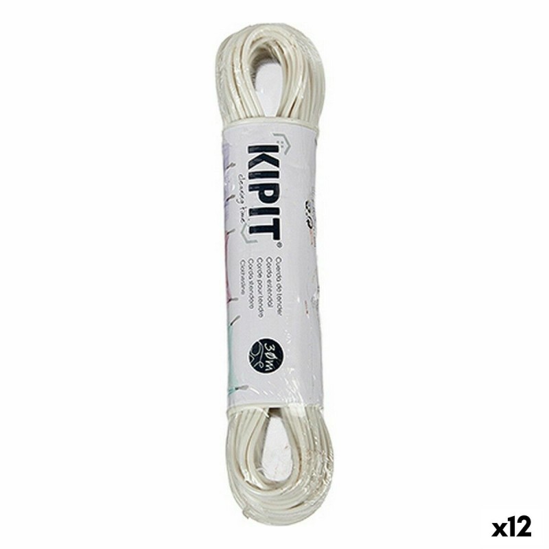 Corda per Stendere Kipit HH023C(S/C) Bianco PVC 30 m (12 Unità)