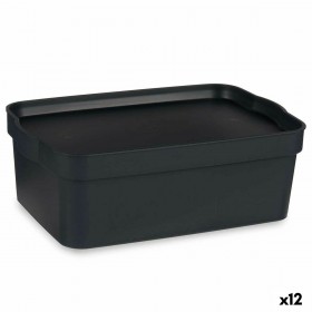Scatola portaoggetti con coperchio Kipit TP593-1 Antracite Plastica 6 L 21 x 11 x 32 cm (12 Unità)
