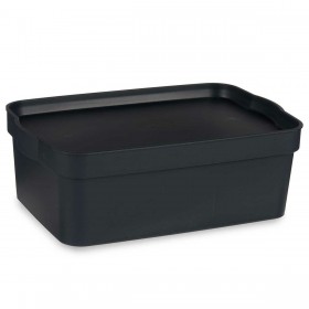 Scatola portaoggetti con coperchio Kipit TP593-1 Antracite Plastica 6 L 21 x 11 x 32 cm (12 Unità)