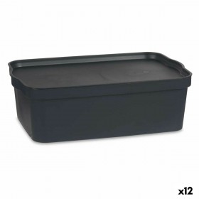 Scatola portaoggetti con coperchio Kipit TP595-1 Antracite Plastica 14 L 29,5 x 14,3 x 45 cm (12 Unità)
