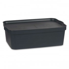 Scatola portaoggetti con coperchio Kipit TP595-1 Antracite Plastica 14 L 29,5 x 14,3 x 45 cm (12 Unità)