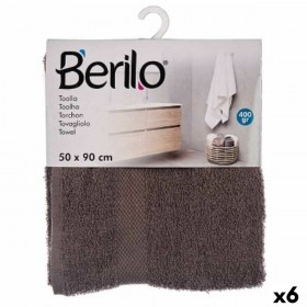 Telo da bagno Berilo 89669 Grigio 80 % cotone 20 % Poliestere 50 x 90 cm 50 x 0,5 x 90 cm (6 Unità)