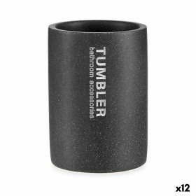 Portaspazzolini da Denti Berilo Tumbler Grigio Resina 7,5 x 10,2 x 7,5 cm (12 Unità)