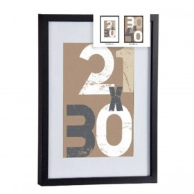 Portafoto da Parete Nero Vetro Legno MDF 32,5 x 2,5 x 42,5 cm (6 Unità)