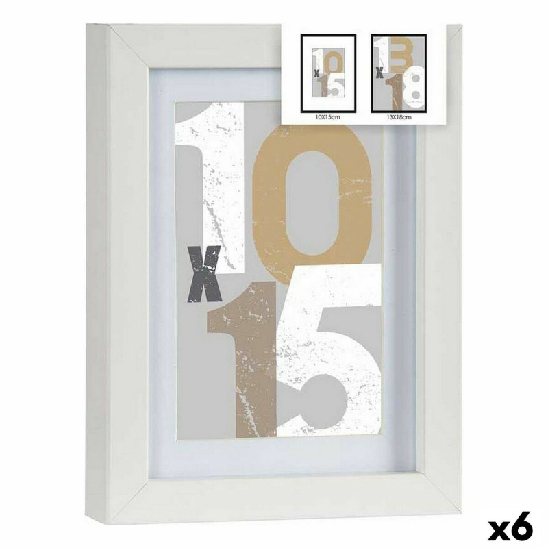 Cornice Portafoto Bianco Vetro Legno MDF 16 x 21 x 2,5 cm (6 Unità)