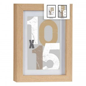 Cornice Portafoto 16 x 21 x 2,5 cm Naturale Vetro Legno MDF (6 Unità)