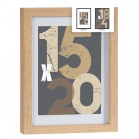 Portafoto da Parete Naturale Vetro Legno MDF 20,5 x 2,5 x 26,5 cm (6 Unità)