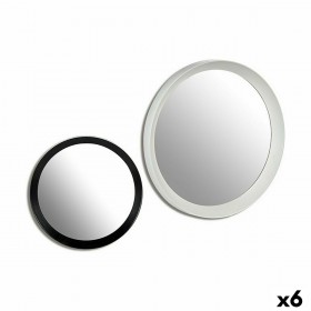 Specchio da parete KM413 Bianco Nero 52 x 4,8 x 52 cm Cerchi (6 Unità)