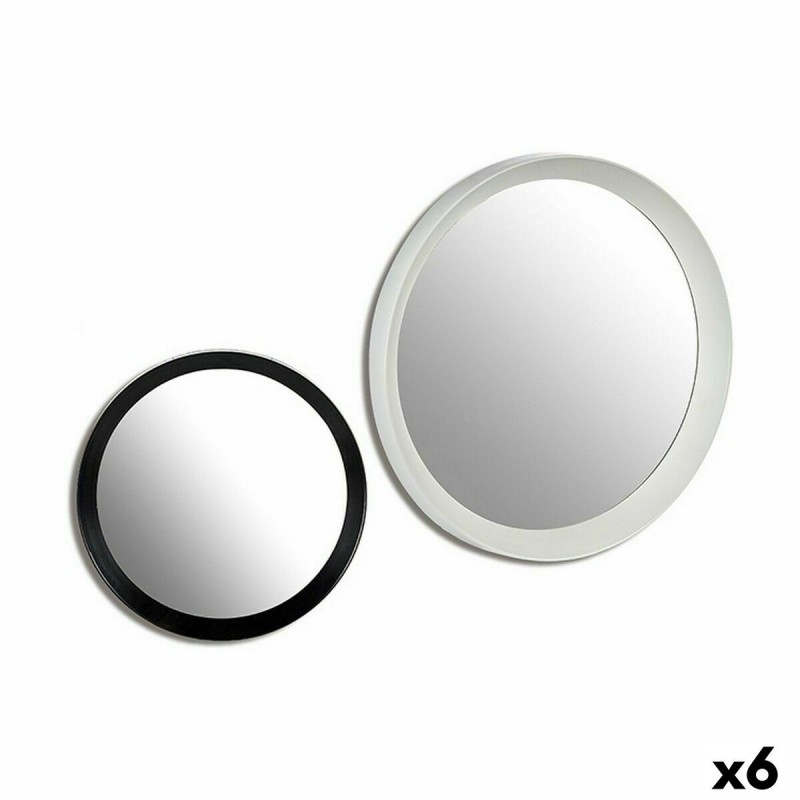 Specchio da parete KM413 Bianco Nero 52 x 4,8 x 52 cm Cerchi (6 Unità)