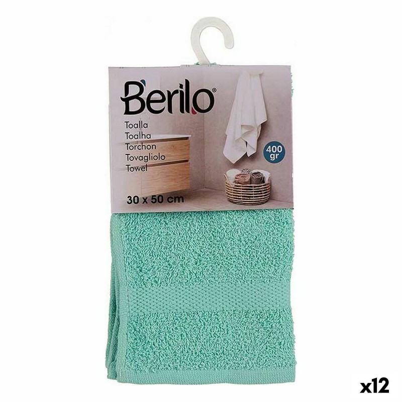 Telo da bagno Berilo 5311 Turchese 80 % cotone 20 % Poliestere 30 x 0,5 x 50 cm (12 Unità)