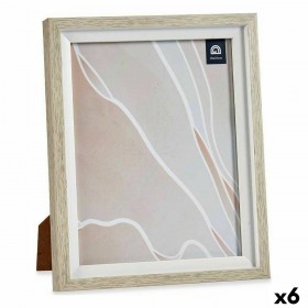 Cornice Portafoto 24 x 2 x 29 cm Cristallo Beige Bianco Plastica (6 Unità)