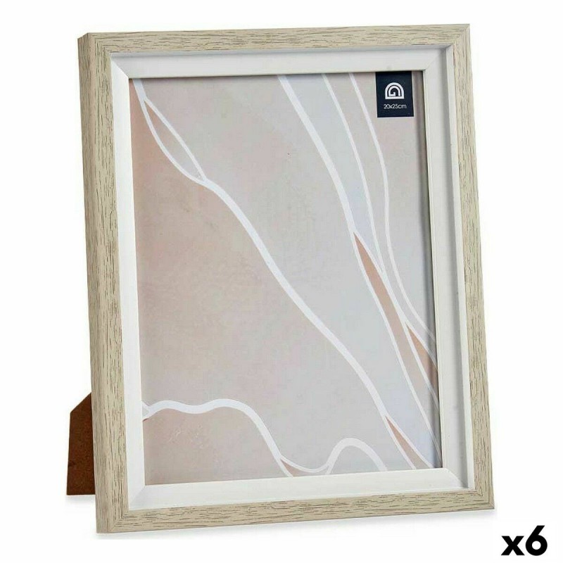 Cornice Portafoto 24 x 2 x 29 cm Cristallo Beige Bianco Plastica (6 Unità)